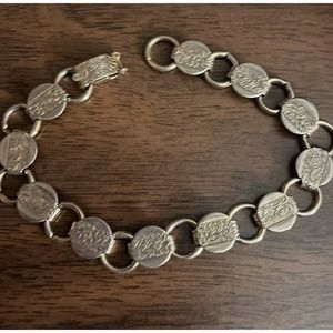 VINTAGE Silver Tone/Antique Flower Garden SARAH COV COVENTRY Link Bracelet